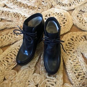 Michael Kors Black Leather Wedge Booties Size 8